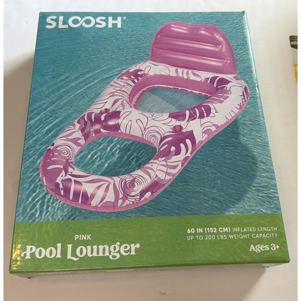 SLOOSH Pink Inflatable Pool Lounge Float Adult Zero Gravity Raft 60in 40908 NEW
